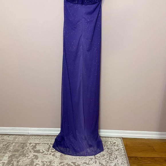 Purple Sparkle Backless Gown with Beaded Neck - Picture 7 of 7